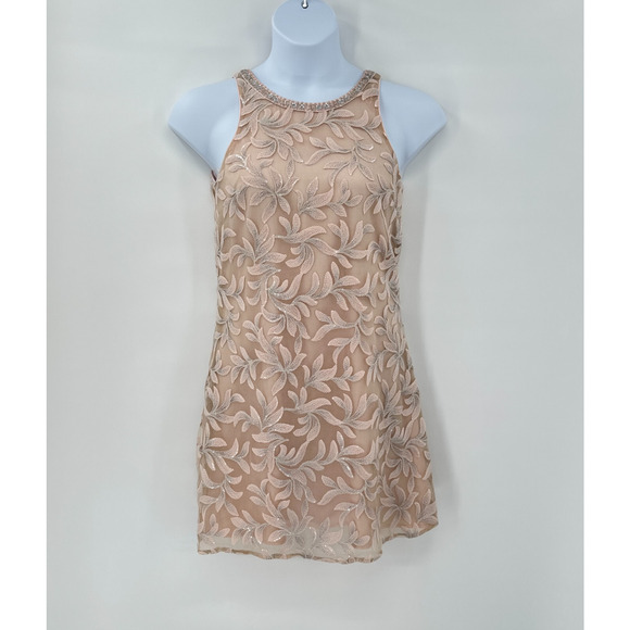 Badgley Mischka Belle Dress‎ size 4 Blush Formal Cocktail Sequins Rhinestone - Picture 1 of 10